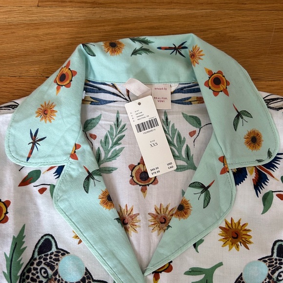 NWT Anthropologie women’s Pajama Set - Mint Green and White Floral - Picture 3 of 8